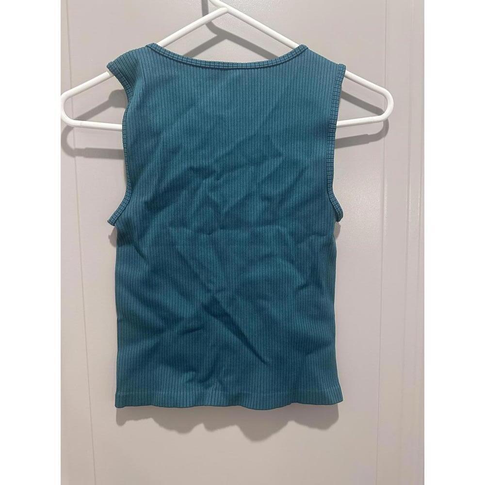 BoomBoom Jeans Women's Ribbed Tank Top Size S Teal Blue - Picture 3 of 5